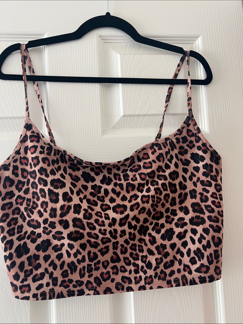 summersalt Pink and Black Leopard Print Crop Top/light support bra